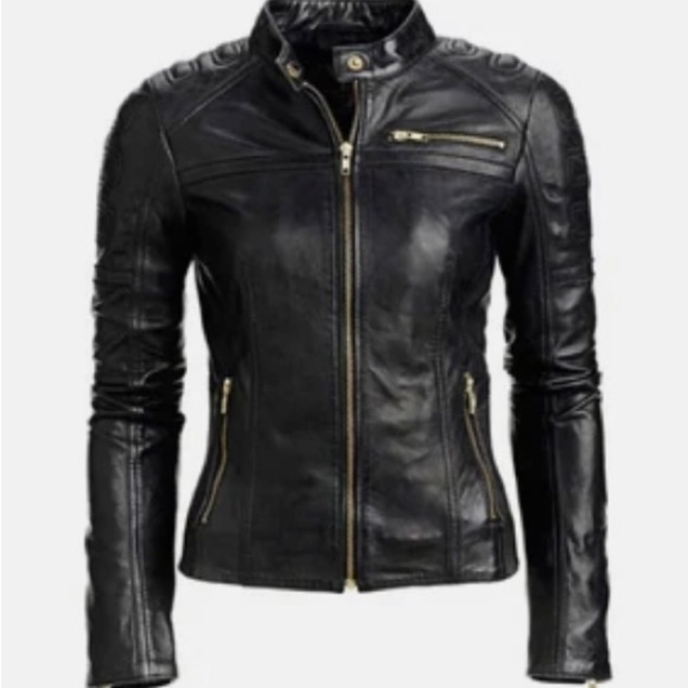 DANIER leather moto biker jacket
